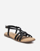 Sandalias Planas Mujer Cuero Trenzado Aitana Negro Carmela