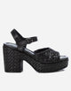 Sandalias Plataforma Mujer Cuero Trenzado Amaia Negro Carmela