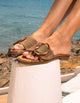 Sandalias Planas Mujer Rafia Colomba Camel Carmela