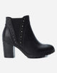 Botines Tacos Cuero Mujer Consue Negro Carmela