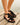 Sandalias Planas Mujer Cuero Animal Print Estela Negro Carmela