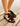 Sandalias Planas Mujer Cuero Animal Print Estela Negro Carmela