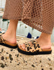 Sandalias Mujer Cuero Gamuza Animal Print Melisa Camel Carmela