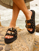 Sandalias Mujer Cuero Gamuza con Tachas Melisa Negro Carmela
