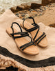 Sandalias Planas Mujer Cuero Mistral Negro Carmela
