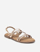 Sandalias Planas Mujer Cuero Mistral Dorado Carmela