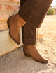 Botas Vaqueras Cortas Mujer Cuero Rose Cafe2 Poelman
