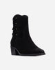 Botas Vaqueras Media Caña Flecos Cuero Mujer Rossella Negro Carmela