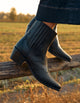 Botas Vaqueras Cortas Mujer Cuero Tartor Negro Poelman