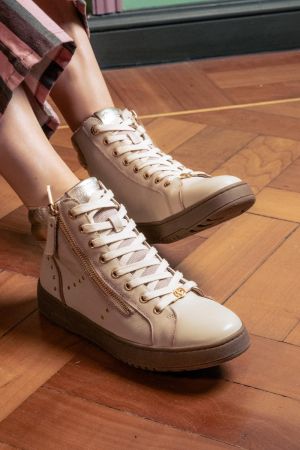 ZAPATILLAS CAÑA ALTA MUJER CUERO ALYSE-6-05 BLANCO