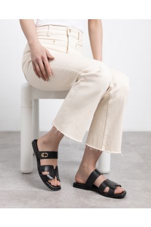 SANDALIAS MUJER CUERO AMARANTA-9-64 NEGRO
