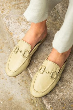 BABUCHAS,ZAPATOS,SANDALIAS,PLANOS,SLIP-ON CUERO IRMA-4-1 VERDE