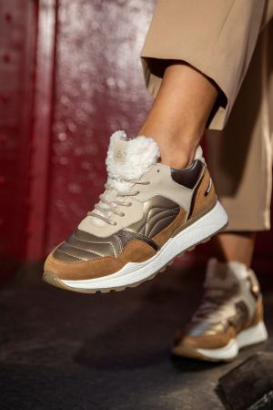 BULLBOXER ZAPATILLAS MUJER CUERO Y TEXTIL LIEVE-0-05 CAFÉ