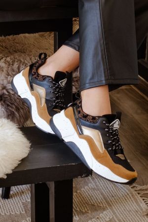 BULLBOXER ZAPATILLAS MUJER ECOCUERO Y TEXTIL SIV-0-25 CAFÉ