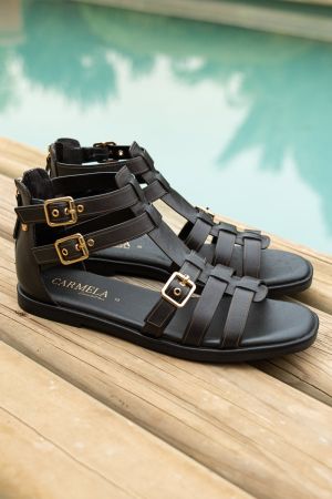 SANDALIAS CUERO TELMA-9-9 NEGRO