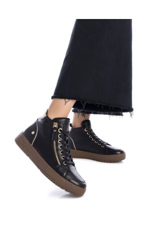 ZAPATILLAS CAÑA ALTA CUERO URSULA-6-76 NEGRO A